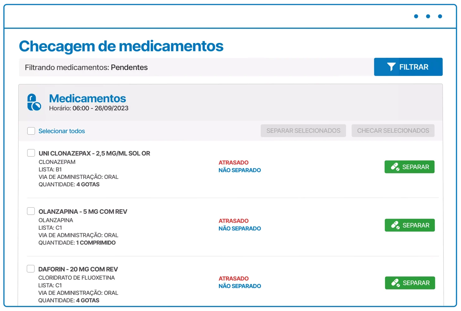 a clin home checagem de medicamentos